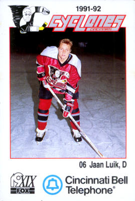 Cincinnati Cyclones 1991-92 hockey card image