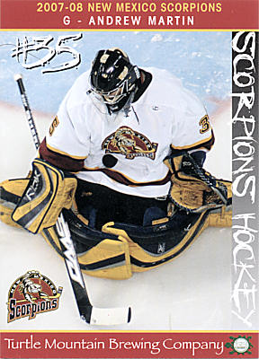 New Mexico Scorpions 2007-08 hockey card image