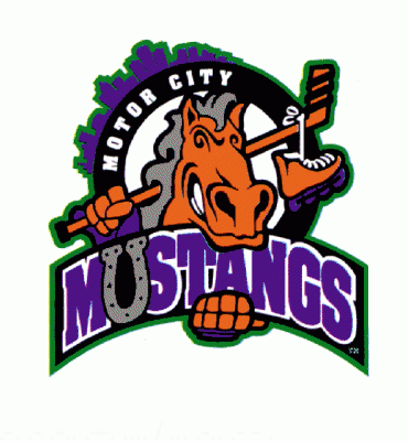 Detroit Motor City Mustangs 1995 hockey logo of the RHI