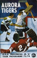 1973-74 Aurora Tigers game program