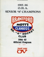 1986-87 Brantford Mott's Clamato's game program