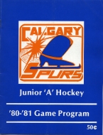 1980-81 Calgary Spurs game program