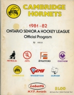 1981-82 Cambridge Hornets game program