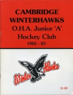 1982-83 Cambridge Winterhawks game program