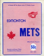1973-74 Edmonton Mets game program