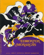 1970-71 Edmonton Monarchs game program