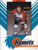 1992-93 Fort Wayne Komets game program