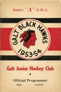 1953-54 Galt Black Hawks game program