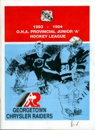 1993-94 Georgetown Raiders game program