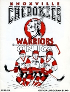 1992-93 Knoxville Cherokees game program