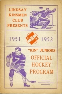 1951-52 Lindsay Kin Juniors game program