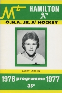1976-77 Mount Hamilton A's game program