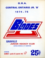 1974-75 Oakville Blades game program