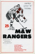 1972-73 Ottawa M and W Rangers game program