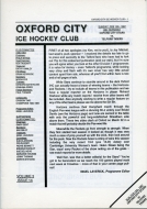 1986-87 Oxford City Stars game program