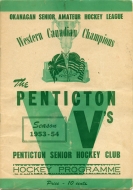 1953-54 Penticton Vees game program