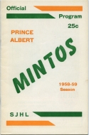 1958-59 Prince Albert Mintos game program