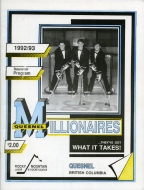 1992-93 Quesnel Millionaires game program
