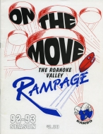 1992-93 Roanoke Valley Rampage game program