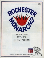 1973-74 Rochester Monarchs game program