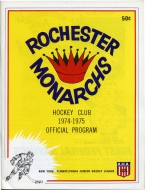 1974-75 Rochester Monarchs game program