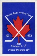 1971-72 Sarnia Bees game program