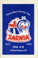 1973-74 Sarnia Bees game program