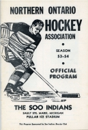 1953-54 Sault Ste. Marie Indians game program