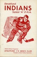 1953-54 Stratford Indians game program