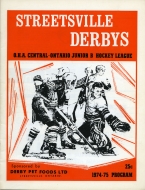 1974-75 Streetsville Derbys game program