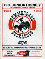 1984-85 Summerland Buckaroos game program