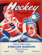 1952-53 Syracuse Warriors game program