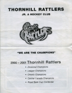 2001-02 Thornhill Rattlers game program