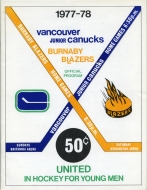 1977-78 Vancouver Jr. Canucks game program