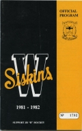 1981-82 Waterloo Siskins game program