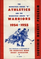 1954-55 Woodstock Warriors game program