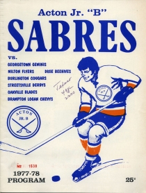 Acton Sabres 1977-78 game program