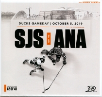 Anaheim Ducks 2019-20 game program