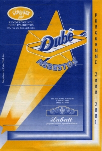 Asbestos Dube 2000-01 game program