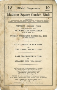 Atlantic City Sea Gulls 1931-32 game program