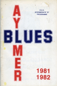 Aylmer Blues 1981-82 game program