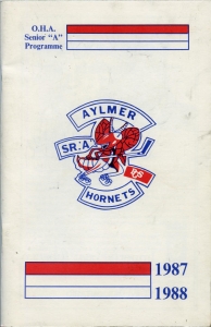 Aylmer Hornets 1987-88 game program