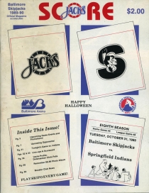 Baltimore Skipjacks 1989-90 game program