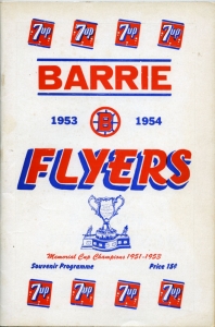 Barrie Flyers 1953-54 game program