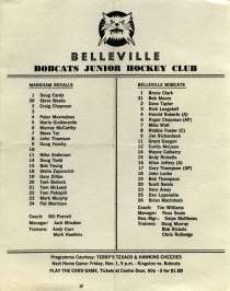 Belleville Bobcats 1974-75 game program