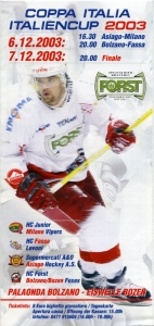 Bolzano HC 2003-04 game program