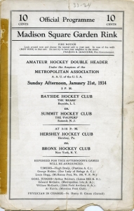 Bronx Tigers 1933-34 game program