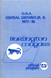 Burlington Cougars 1977-78 game program