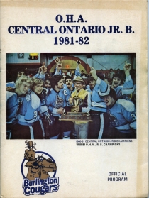 Burlington Cougars 1981-82 game program