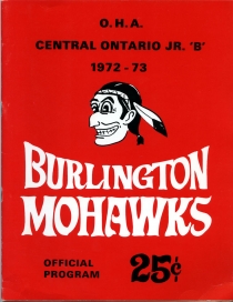 Burlington Mohawks 1972-73 game program